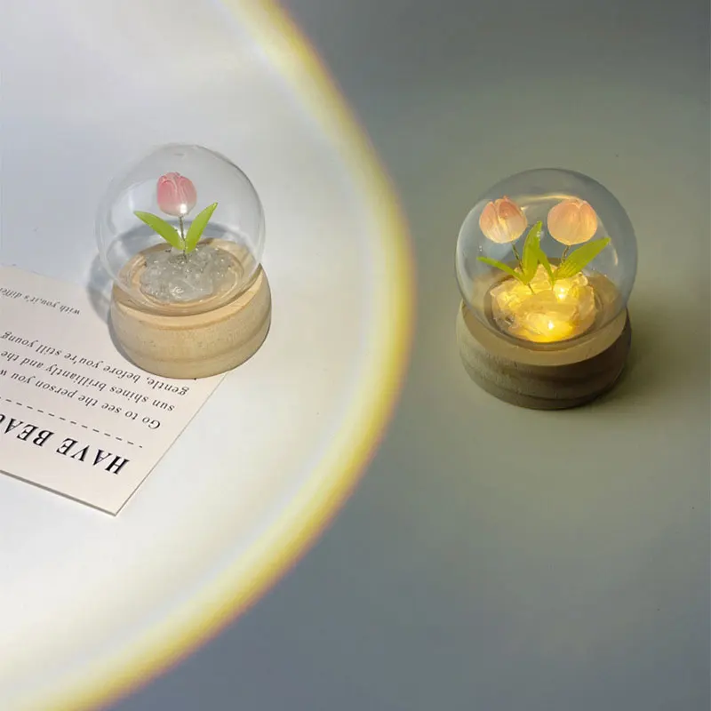 Mini tulipán noc lehký ruční DIY materiál roztomilá atmosféra lampa domácí dekorace narozeniny dar pro holčičky čeleď kamarad vánoce