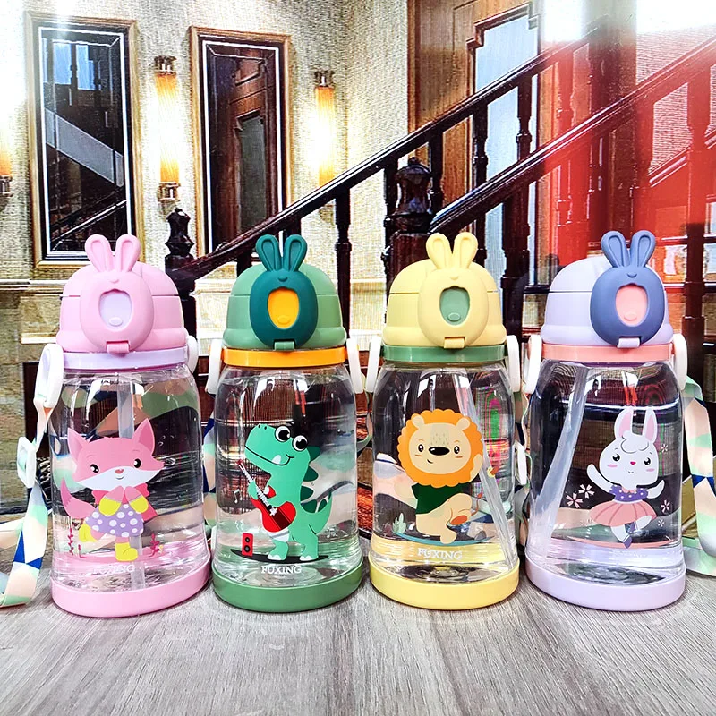 600ml Baby Feeding Cup with Straw Children Learn Feeding Drinking Bottle Kids Training Cup with Straw