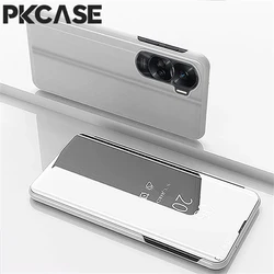 PKCASE Mirror Flip Leather Phone Case with Bracket Cover for HONOR X9D (Silver)