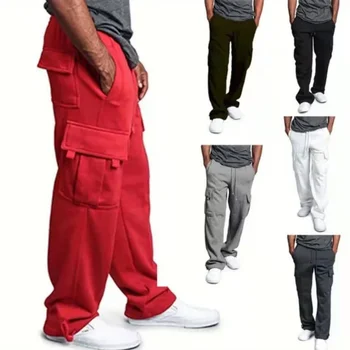 الرجال البضائع Sweatpants الخريف السراويل الطويلة فضفاضة الرياضة صالح الركض وزرة ركض عرق جيب السراويل البضائع السراويل الشارع الشهير - Image 2