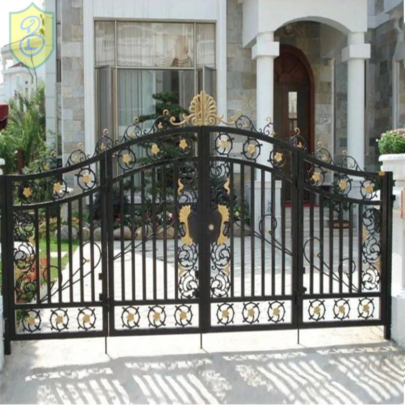 Exterior Metal Sliding Wrought Iron Gate Galvanized Steel Fence Door Iron Gate Design