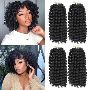 1/4/7Pack Wand Curl Crochet Hair 8-12Inch Jamaican Bounce Crochet Hair Crochet Hair Jamaican Bounce Curly Crochet Synthetic Hair 1