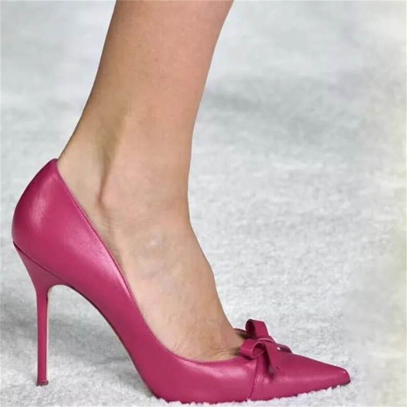 

Butterfly-knot Shoes for Women Pointed Toes Chassure Femme Leather Ladies Shallow Designers Pumps Zapatos Mujer Bow-tied Tacones