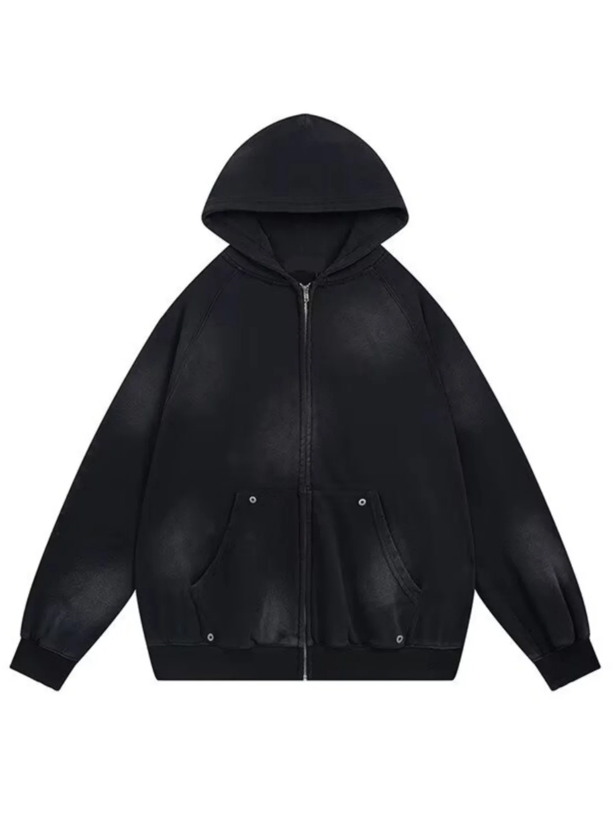 Retro American Heavyweight Mud Dye Zipper Hoodie Set ex Hiphop Sweatpants Sport Two Piece Set Youth Casual Autumn Winter