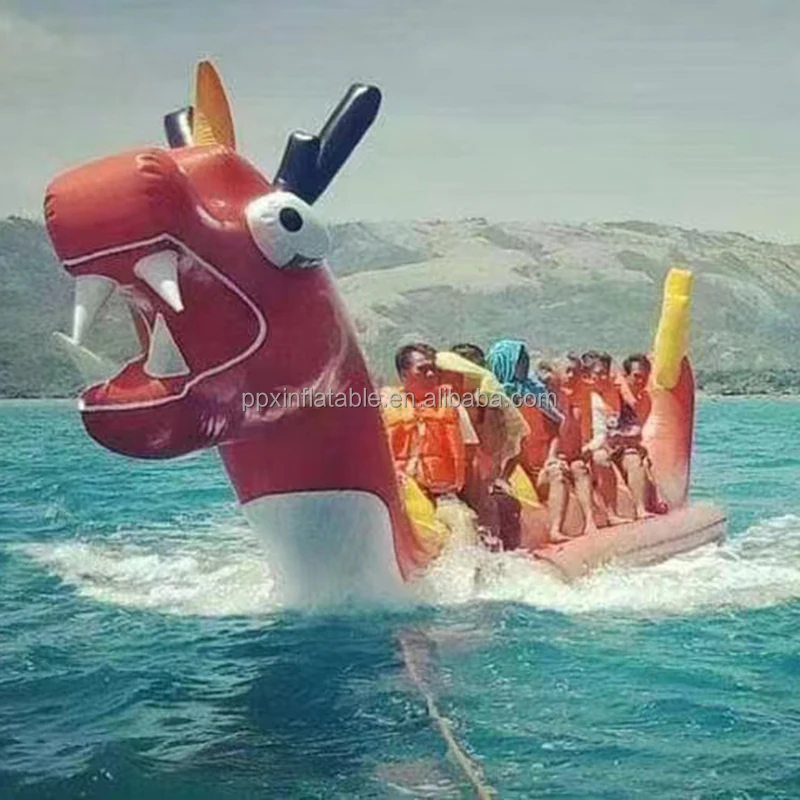 Hot Sale Entertainments Double Line Ocean Rider Inflatable Banana Boat Fly Fish Inflatable Towable Boat Toy Red Dragon