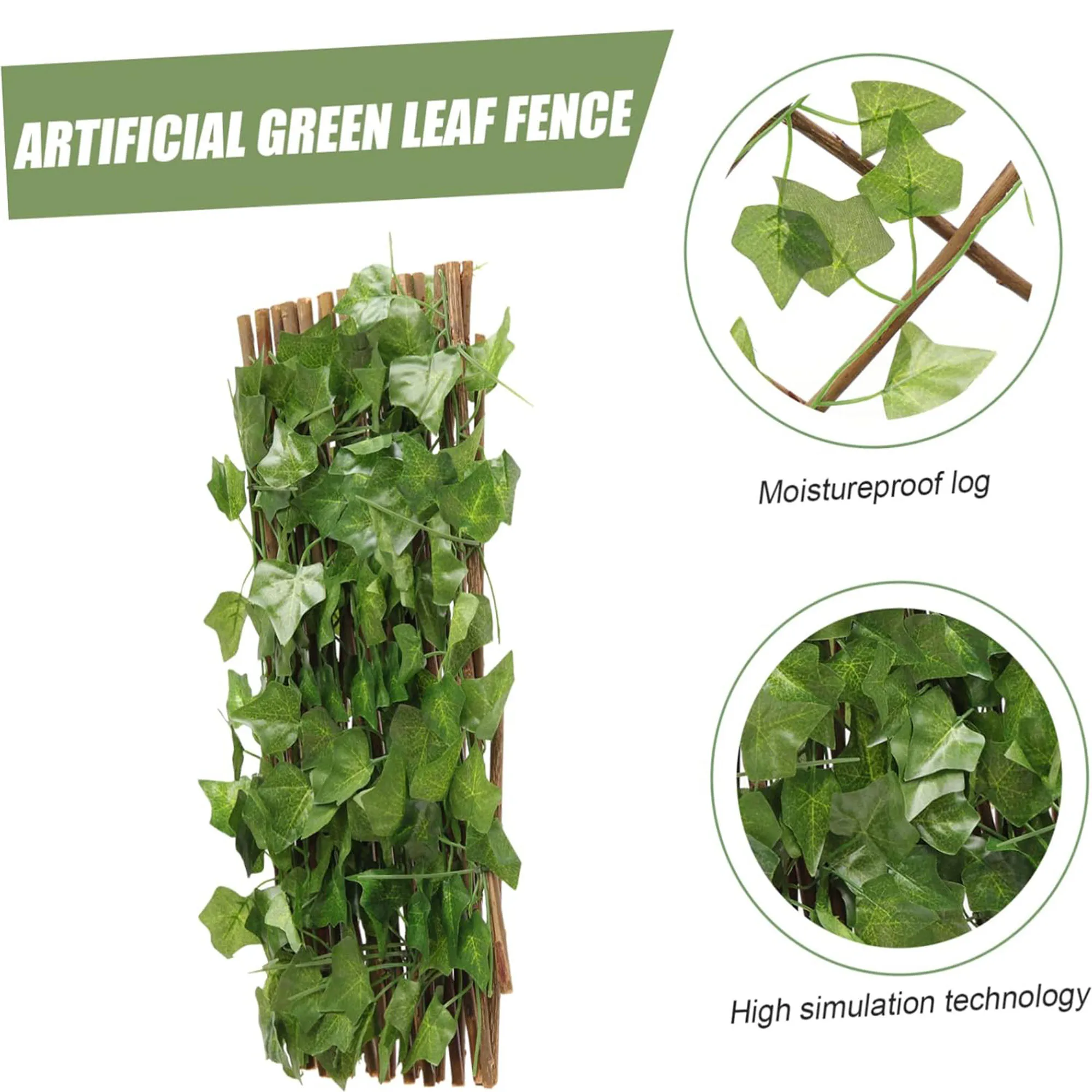 Scalable leaf fence privacy willow bar fence balcony pole hanging wooden frame suitable for balcony courtyard decoration