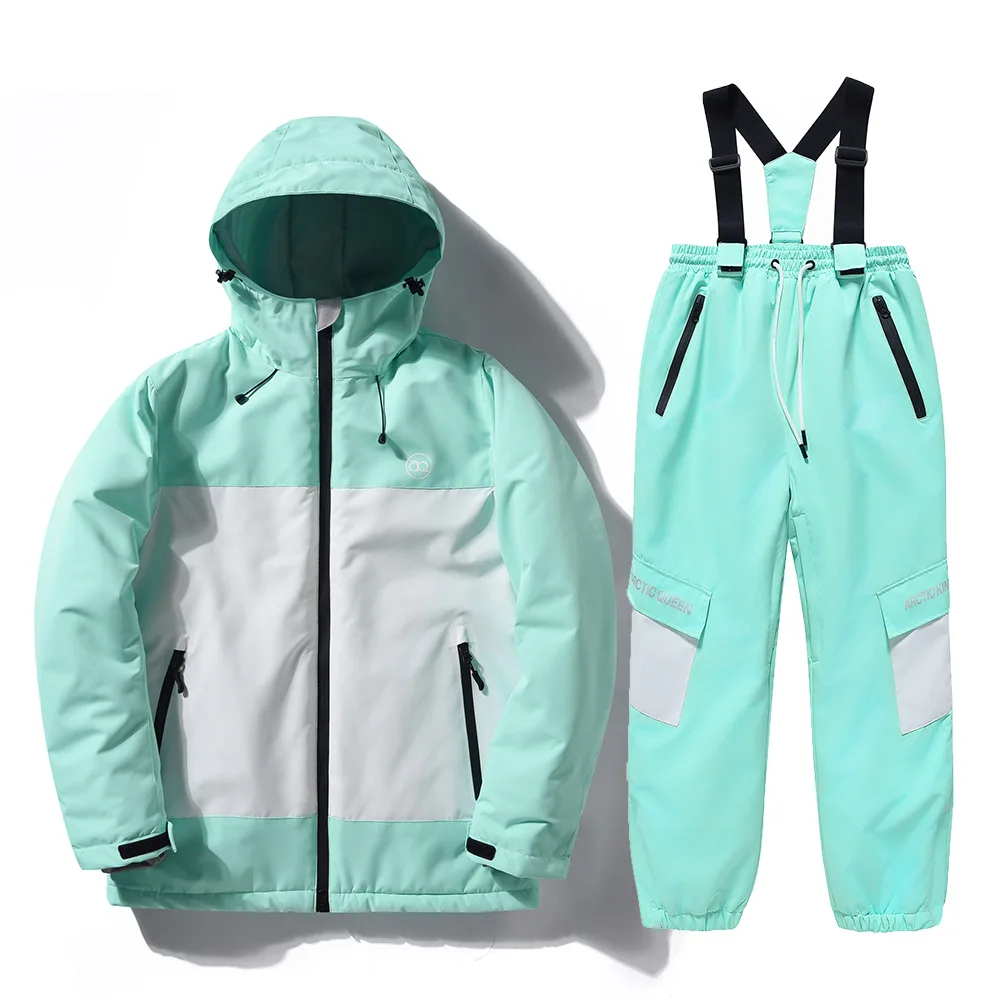 Boys Girls Skiing Suit Winter Outdoor Warm Windproof Waterproof Children Ski Hoodie Jacket+Ski Pants Suit Kids Snowboarding