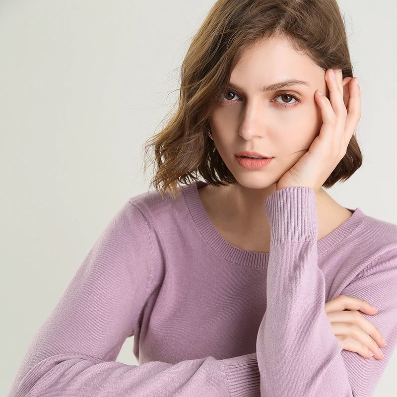 Ultra-fine merino wool ladies knitted O-neck breathable thin short-sleeved T-shirt solid color top 4