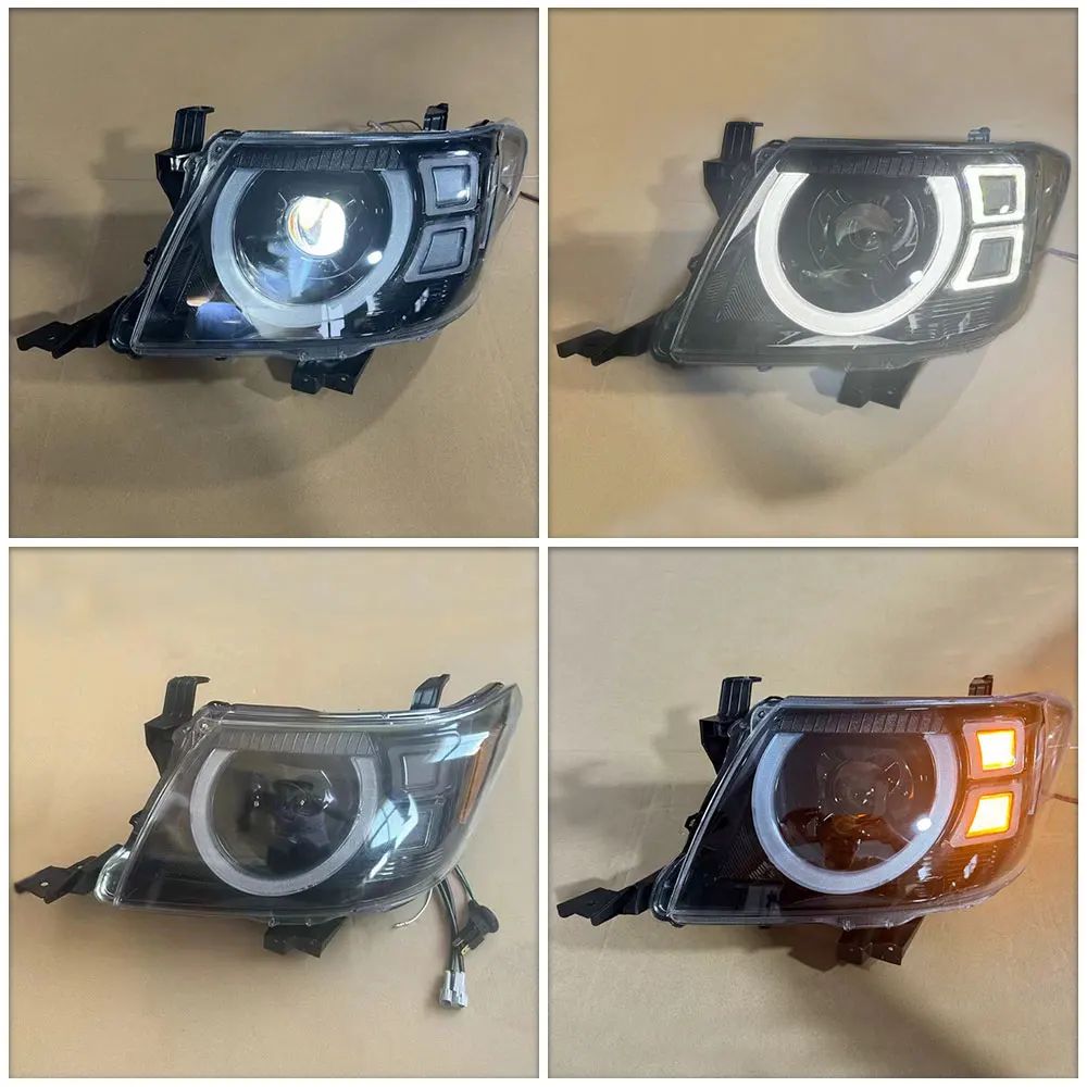 Phares Avant Complets LED Pour Toyota Hilux/Vigo 2012-2014 - Feux De Jour DRL, Clignotants Dynamiques, étanches IP69