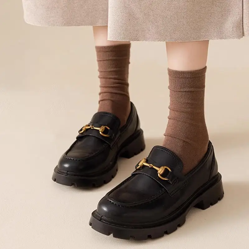 3/6/12 Paar einfarbige Damen-Frühlings- oder Sommerfarben, einfache und bequeme Mittelrohrsocken, Khaki-Farbverlauf – Detail 5