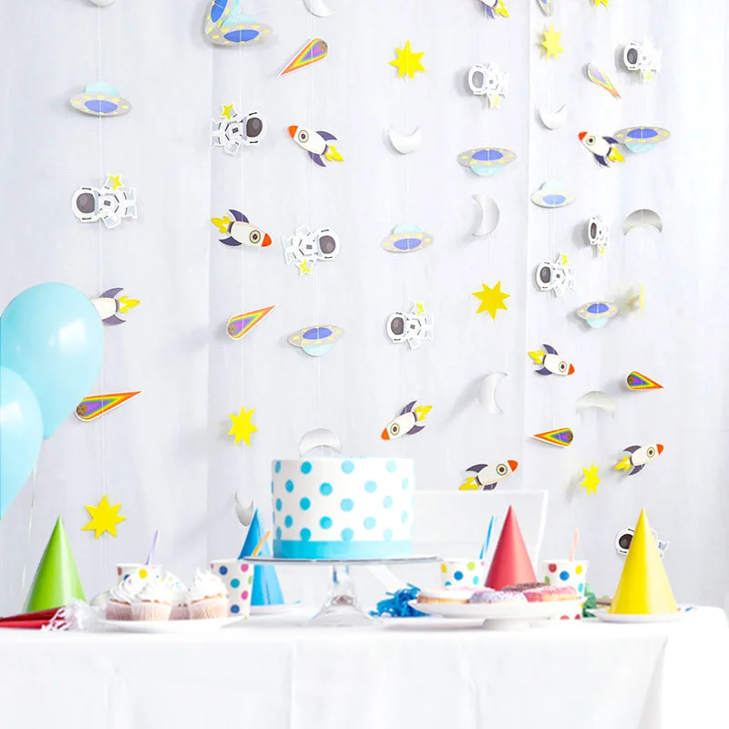 Universe Space Planets Starry Sky Party Hanging Decoration Paper Garlands Banner Kids Birthday Party Decorations Baby Shower Boy birthday streamers birthday banner party decorations