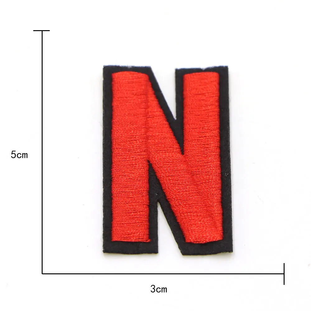 1pc roter Buchstabe a bis z gestickter Patch aufnähen/bügeln auf Patch Applique Kleidung Kleid Pflanze Hut Jeans Nähen Blumen Applikation DIY – Detail 17