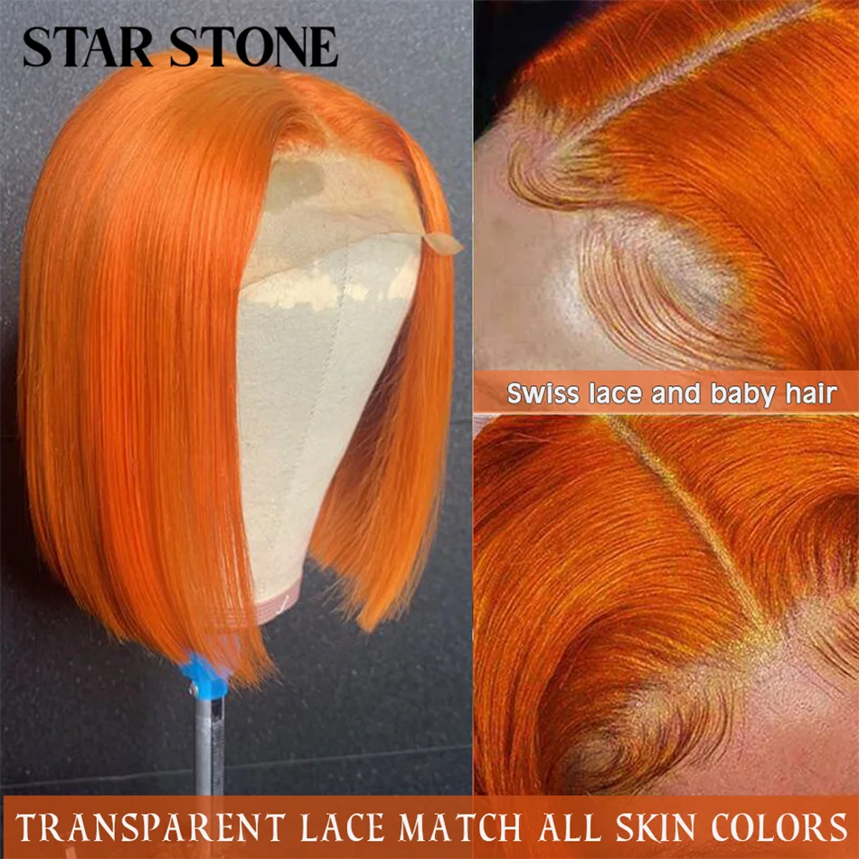 

Short Bob Wig Ginger Orange Lace Front Human Hair Wig For Women Brazilian Straight Bob T Part Lace Ombre Colored Remy Hair Wigs