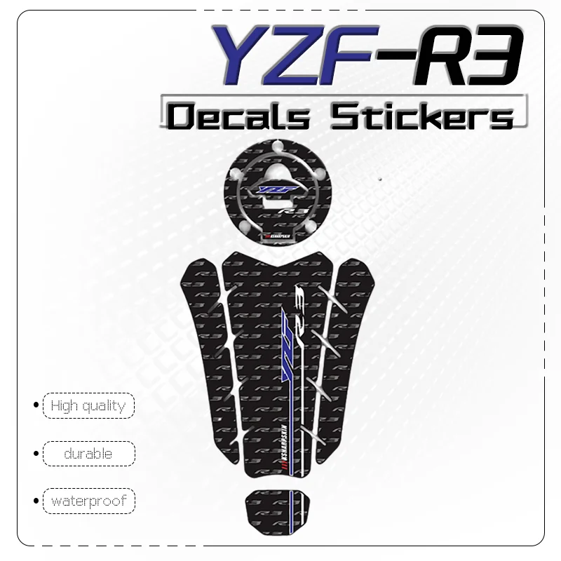 

Newlest Motorcycle 3D Fish Bone Protective Decals For YAMAHA YZF-R3 YZF R3 Fuel Tank Pad Scratch-Resistant Decoraction Decals r3