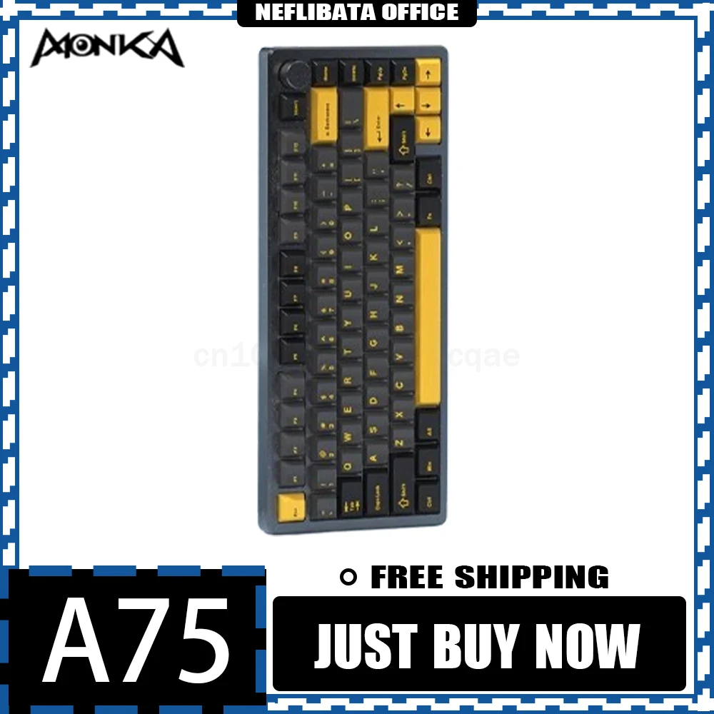 

Monka A75 Mechanical Keyboard Aluminium Alloy Hot Swap 3 Mode Custom Wireless Gaming Keyboard Gasket 81Keys RGB Pc Accessory