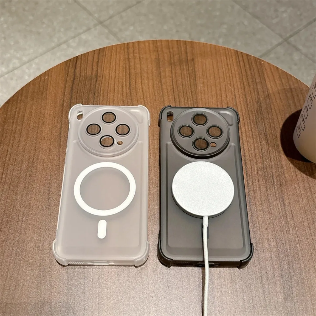 Matte Frosted Shockproof Magnetic Phone Case with Lens Protector