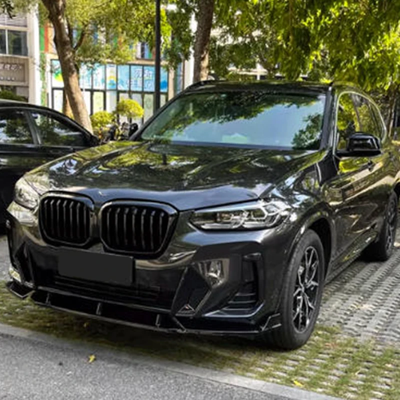 BMW X3 2022-2024용 글로시 블랙 ABS 프론트 범퍼 립 스포일러 바디킷 3PCS 범퍼 보호