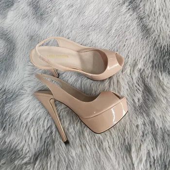 Décolleté con plateau a spillo delle nuove donne 14CM Tacchi altissimi Sandali open toe sexy Gladiatore Party Dress Scarpe da donna di grandi dimensioni 43 1