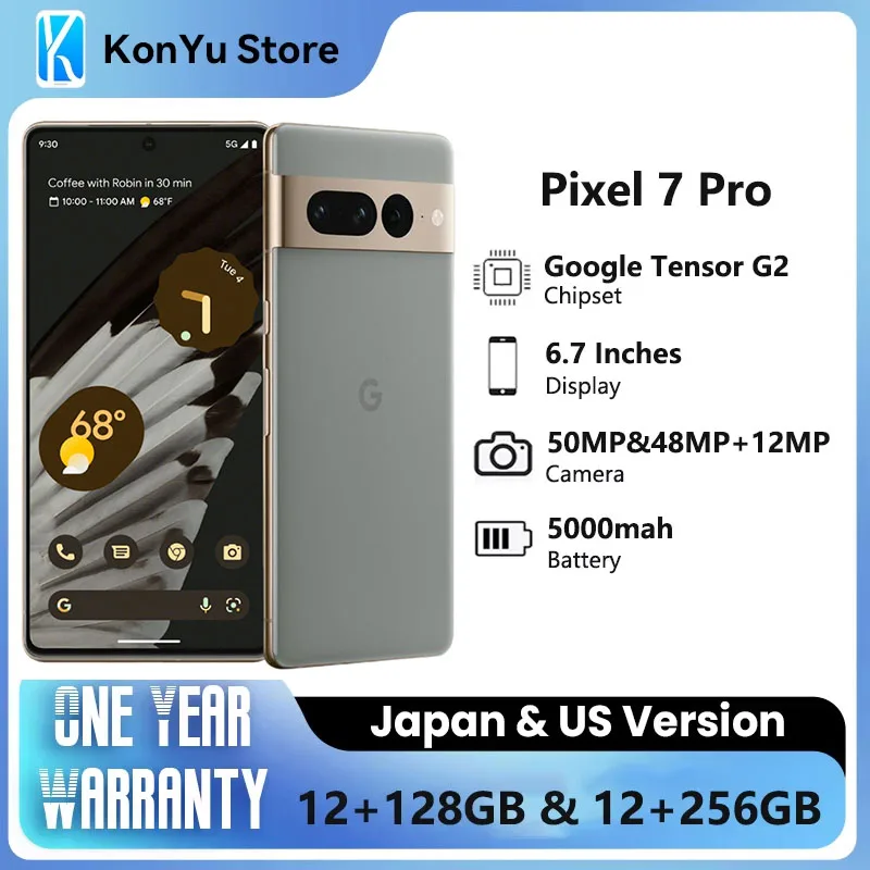 Brand New Google Pixel 7pro 5G Smartphone Android Google Pixel 7 pro 6.7inch Original Cell Phone 12GB RAM 128GB 256GB ROM NFC