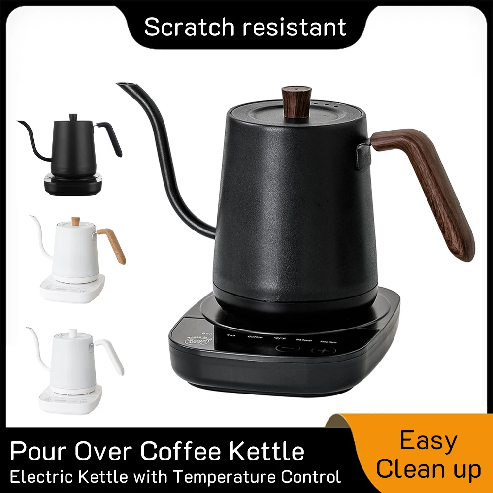 

Electric Gooseneck Kettle Stainless Steel Pour Over Coffee Kettle 45°C to 95°C Constant Temperature Control for Coffee Tea Milk