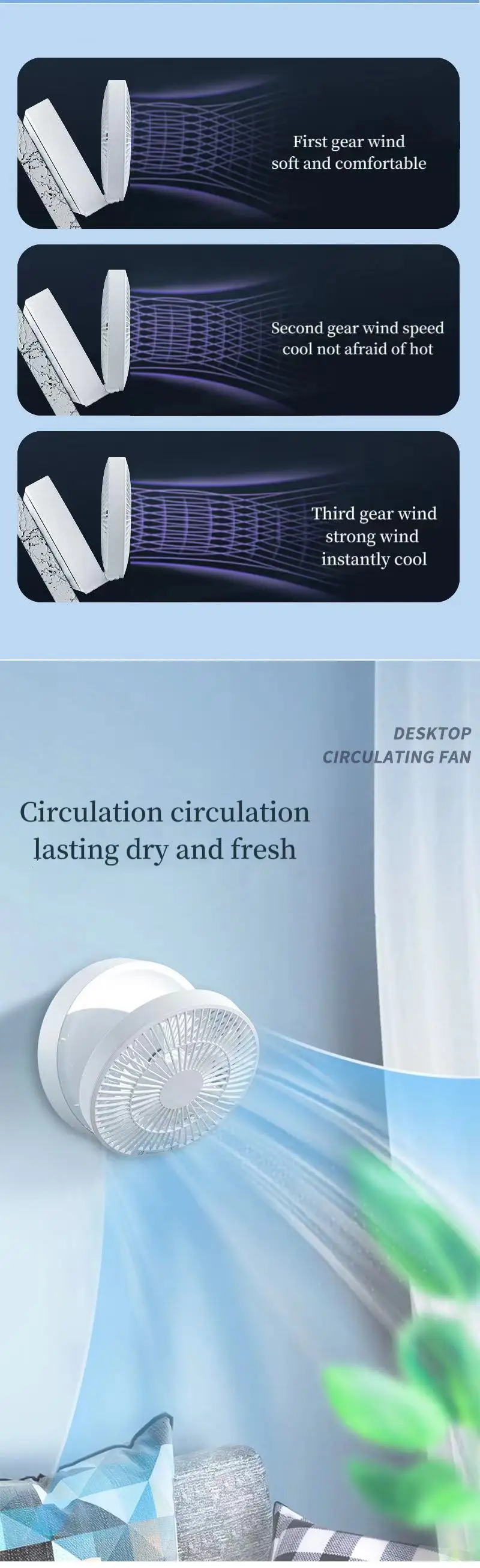 Description Picture 4 of itemFan With Remote Control Portable Wall-Hanging Rechargeable Usb Electric Folding Fan Nightlight Air Cooler Household