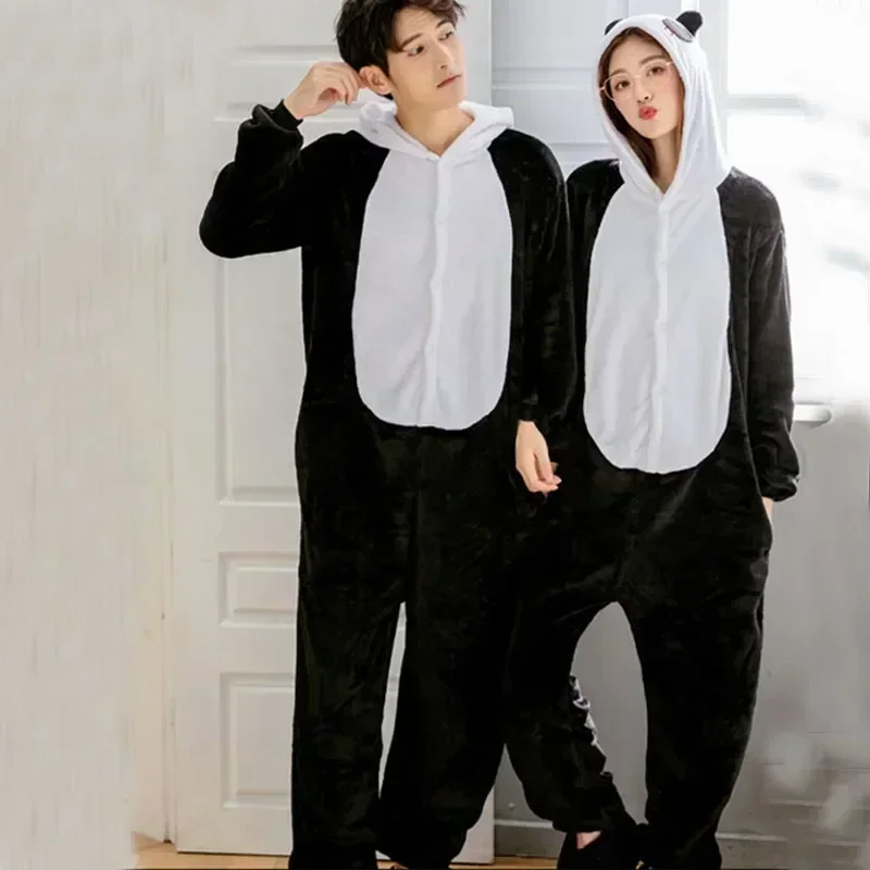 Unisex Anime Onesies Hooded Jumpsuits Kigurumi Family Matching Pajamas Winter Flannel Couple Stitch Pijamas adult pajamas