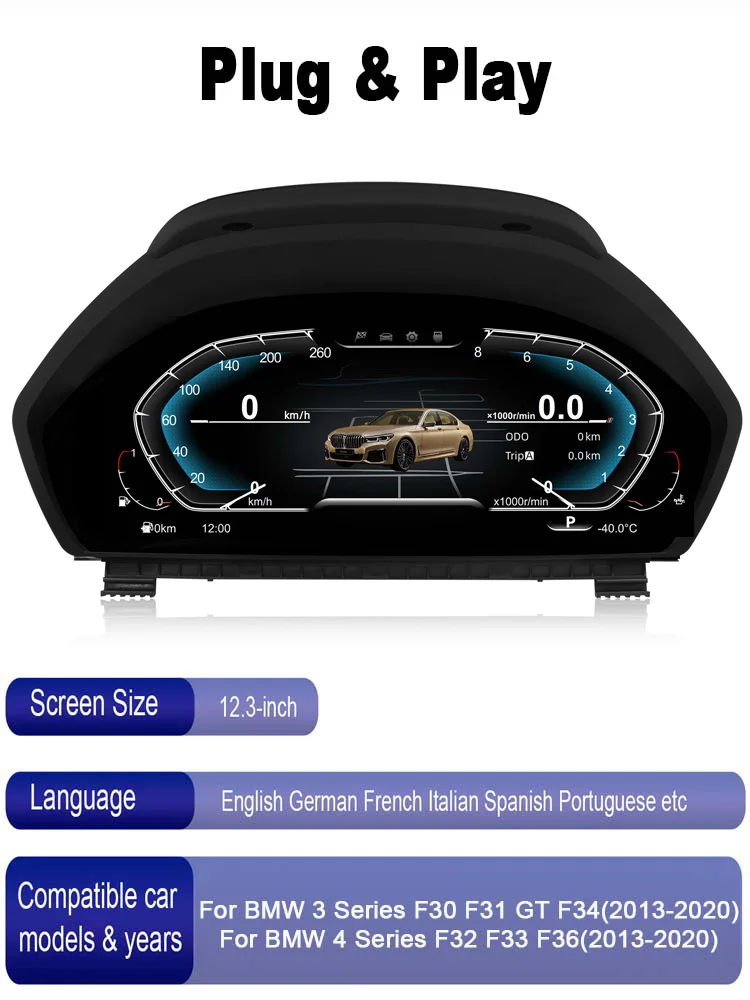 Digital Instrument Cluster For BMW F30 F31 GT-F34 F32 F33 F36 Speedometer Dashbo