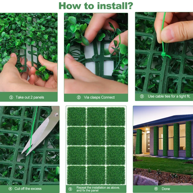 Mesterséges Növények Fű Fali Panel Boxwood Sövény Növényzet Uv Védelem Zöld Dekoráció Adatvédelmi Kerítés Háztáji Képernyő Esküvő - Image 3