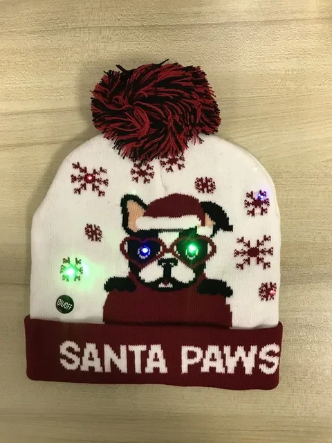 

SALE! 2022 New Year LED Knitted Christmas Hat Beanie Light Up Illuminate Warm Hat For Kids Adults New Year Christmas Decor