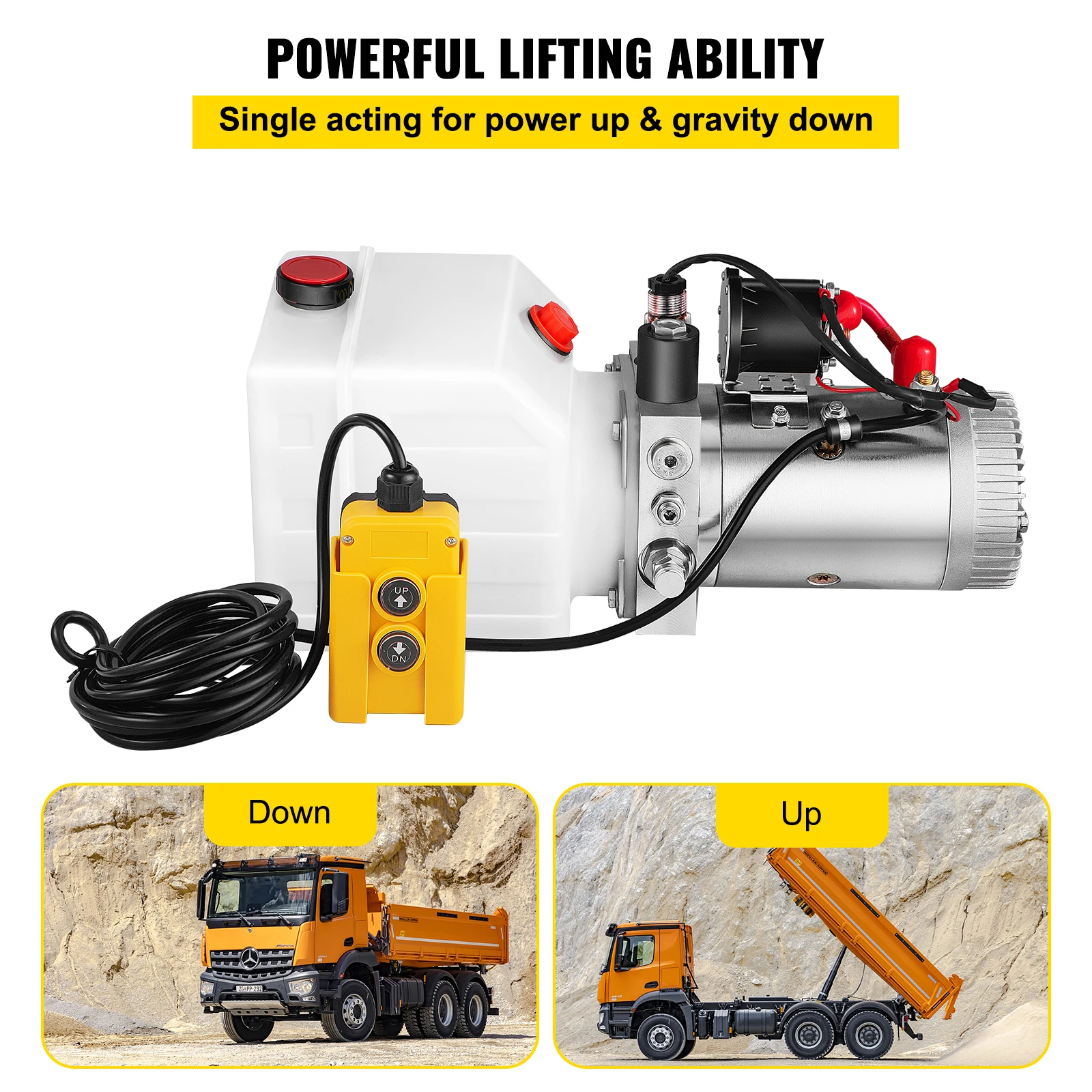 SucceBuy 12V/DC Hydraulic Pump Single Acting Solenoid Operation Supply Unit with Remote Controll 4L Hydraulic Power Unit for Car