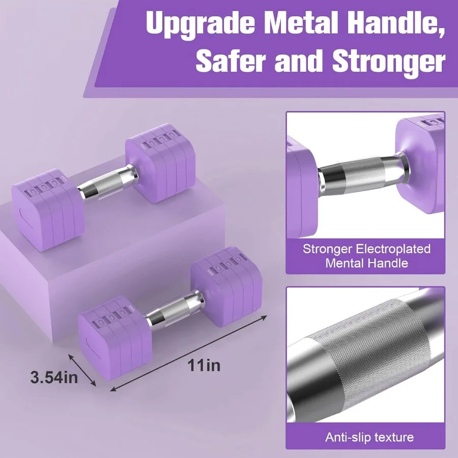 22LBS Adjustable Dumbbells Set, Adjustable Weight Dumbbells with 4 Levels 4.4lb, 6.6lb, 8.8lb, 11lb, Hand Weights Sets for Women