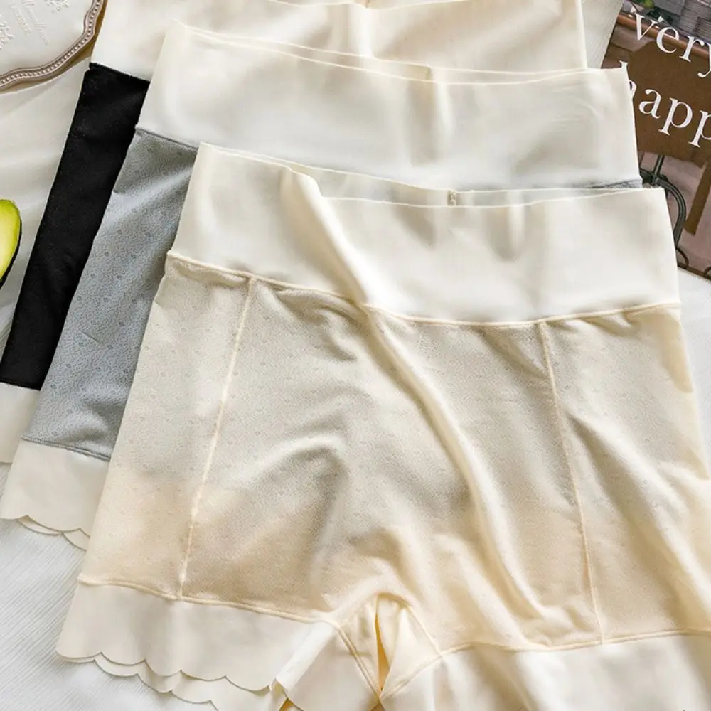Breathable Summer Large Size Lingerie Ice Silk Seamless Skirt Shorts Safety Short Pants Women Underwear High Waist Safety Shorts safety shorts high waist shorts women shorts underwear