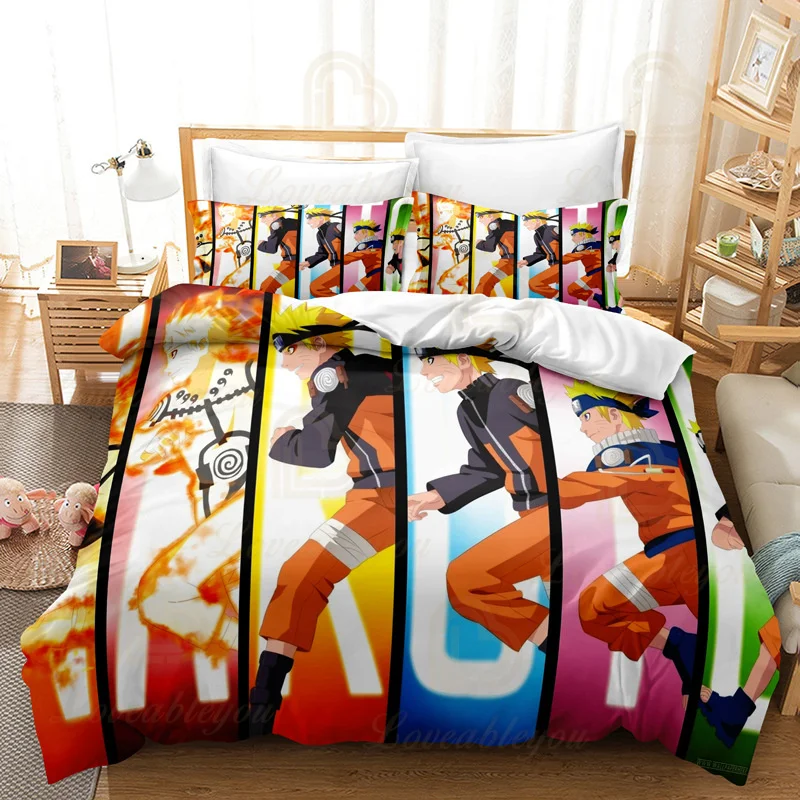 

Obito Kakashi 3PCS Ninja Bedding Set Sasuke Kids Duvet Cover Quilt Pillowcase Double Size Bedroom Bed Linen Decoration