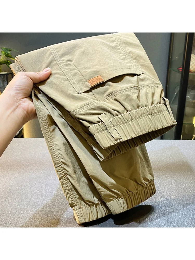 Khaki Casual Pants Men's 2024 Summer New High-End Trendy Loose Tappered Tooling Sports Thin Long Pants
