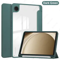 Clear Transparent Tablet Case with Pencil Holder and Auto Sleep/Wake Cover (Dark Green)