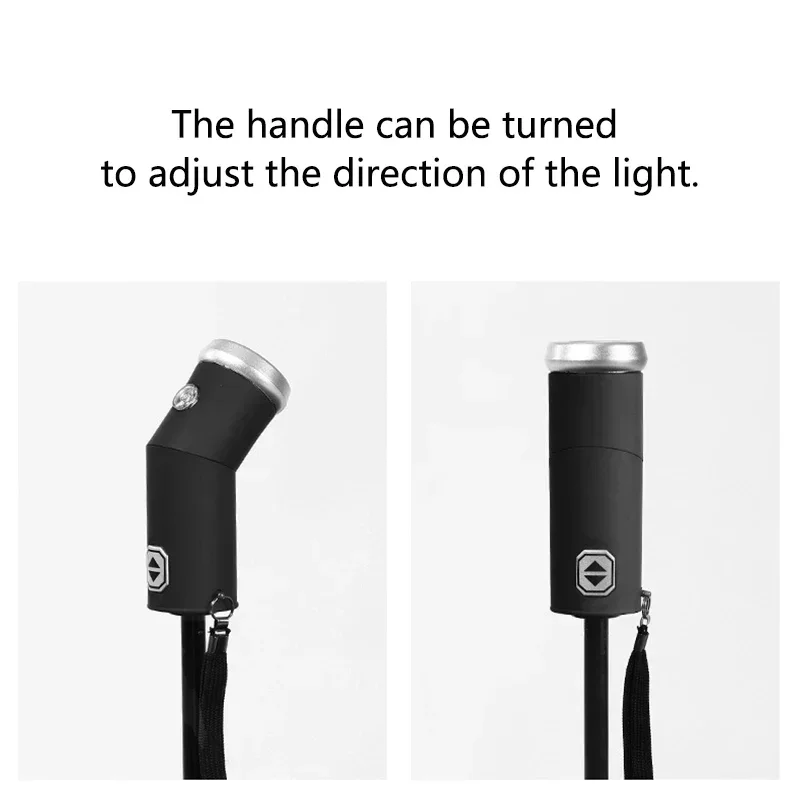 Folding Umbrella Torch Swivelling LED Automatic Sunshade for Men & Women