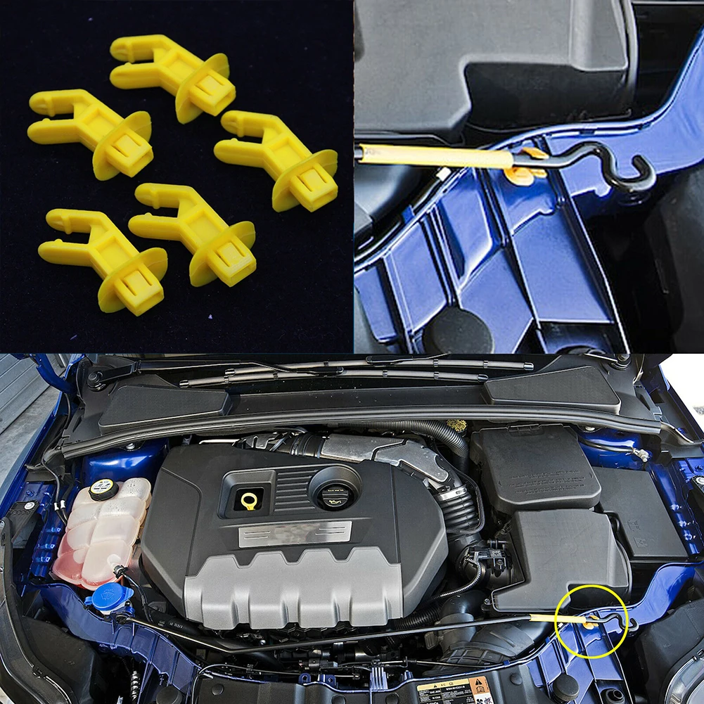 

5 PCS Car Fastener Hood Bonnet Prop Rod Support Clip Nylon Plastic Retainer For Escape C-Max Focus AM5Z-16828-A CV6Z-16828-A