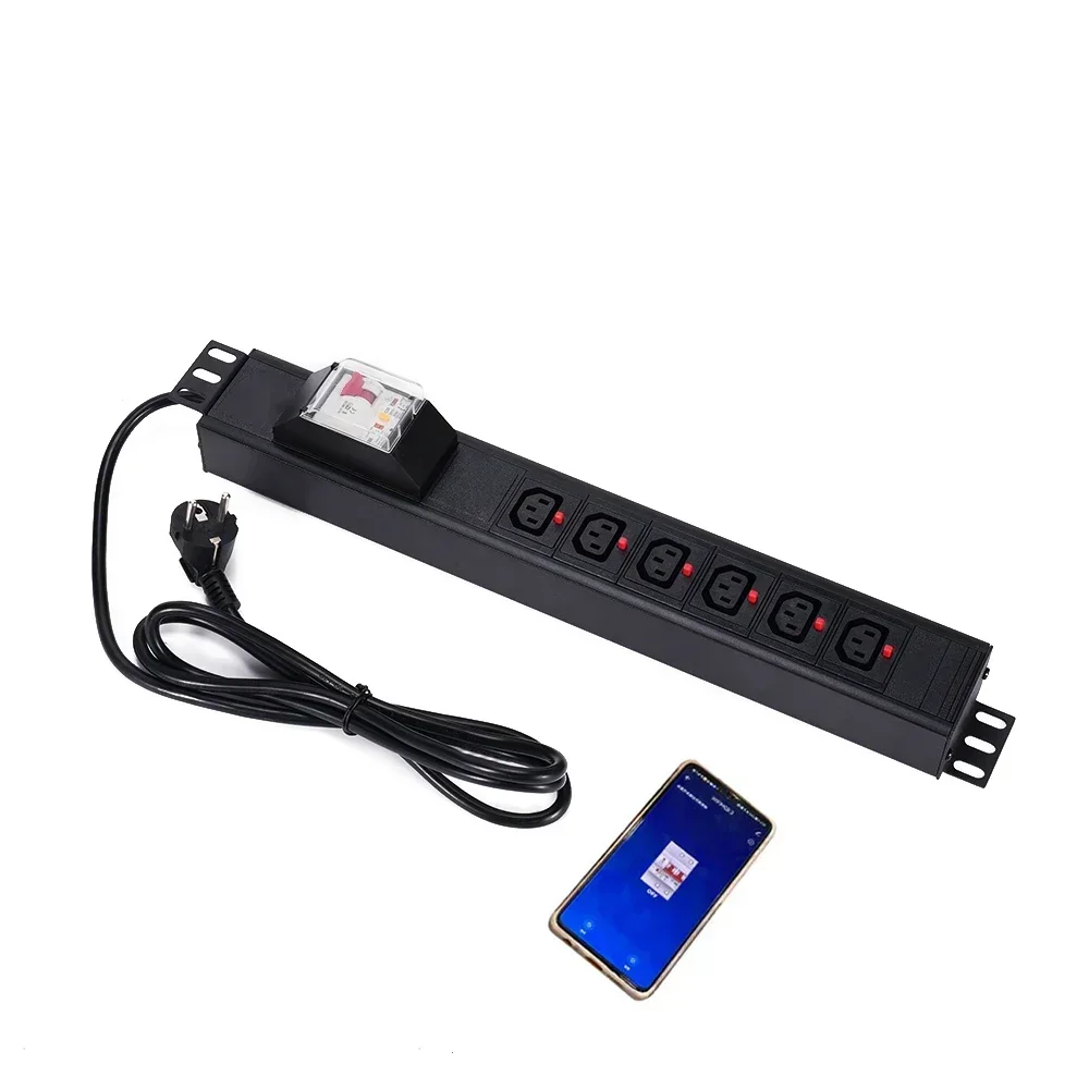 2026년형 새로운 WIFI 스마트 6구 C13 PDU 소켓(2M 케이블 포함, EU 플러그)