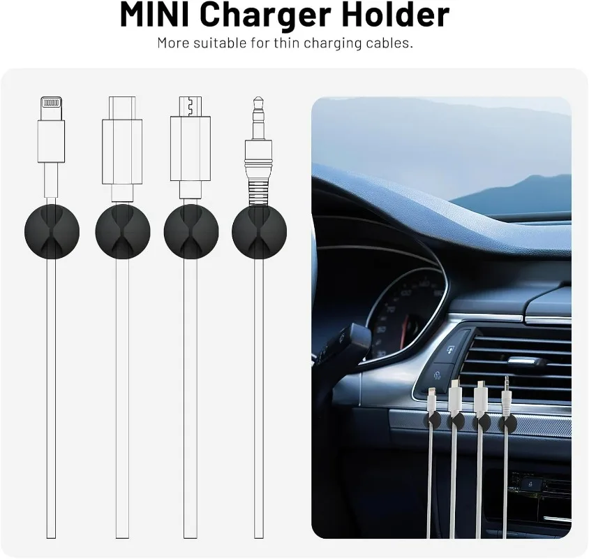 Cable Organizer 20/10PCS Self-adhesive Wire Fixer Cable Holder Silicone Data Lines Desktop Management Compatible Clips Stickers