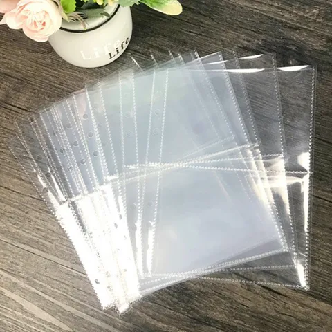 A5 Transparent File Holder Notebook 6 Hole Loose Leaf DIY Document Bag Binder Rings PVC Storage Binding Folder Protectors