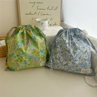Sac de maquillage en coton, organisateur Portable, sous-vêtements de voyage, sacs à cordon de serrage, sacs pour maman imprimés de fleurs, sacs à cosmétiques 3
