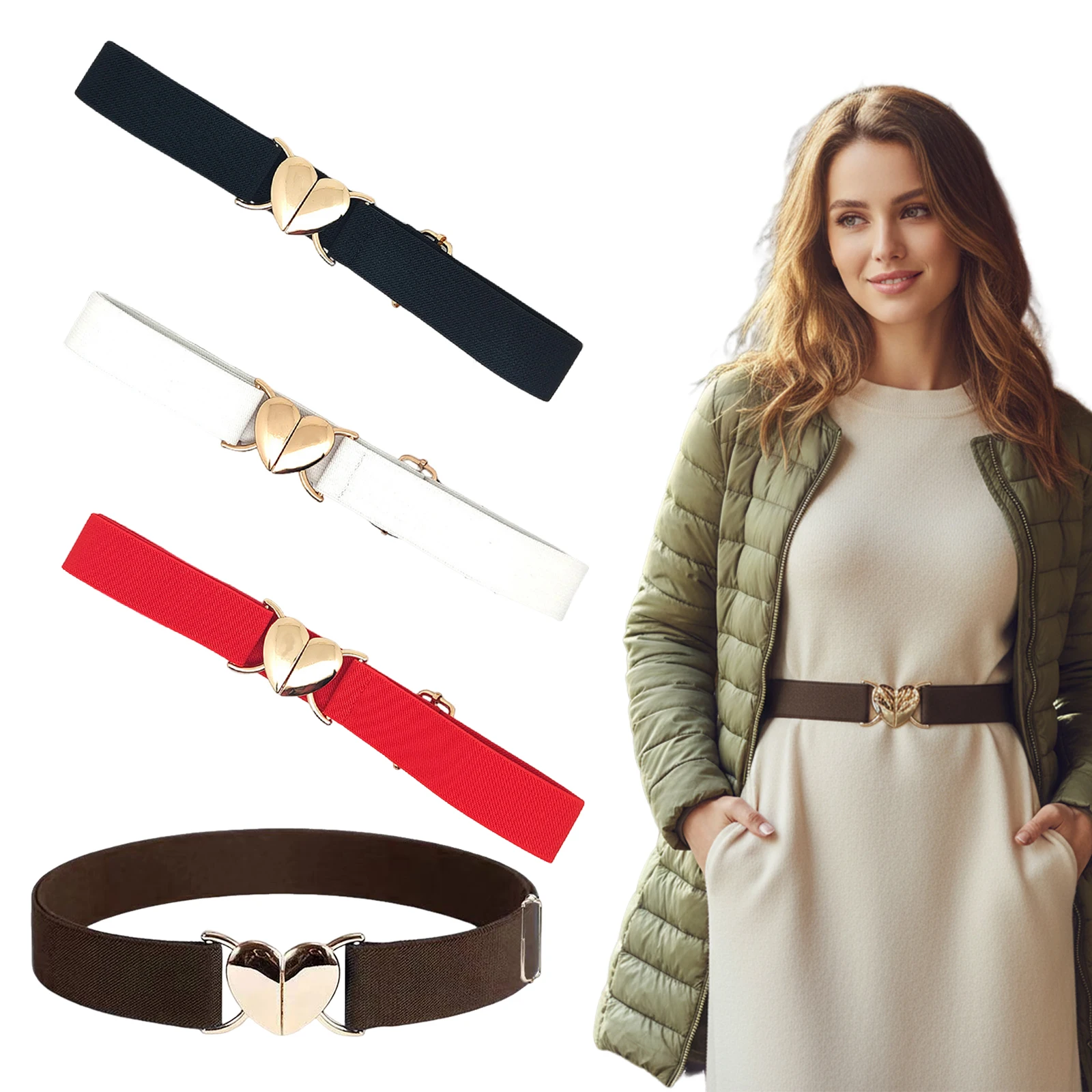 Elastic Belts for women Seamless Adjustable Waistband for Dresses Coats Non-Slip Stylish Fashion Accessory