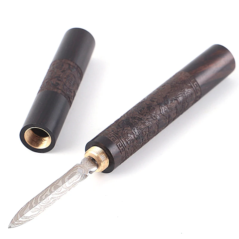 Stainless Steel Ebony Pu'Er Tea Cutting Needle Knife Solid Wood Set tea cutter tea needle set