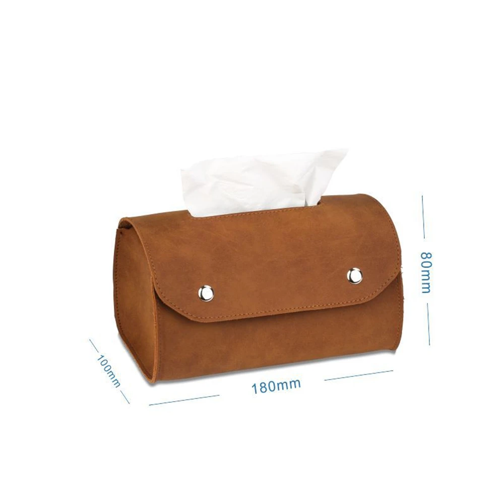 Retro PU Leather Table Napkin Holder Eco Tissue Box for Bedroom Household Living Room Decoration Car Kitchen Office Storage Bag 2