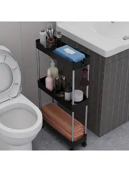 Carrello portaoggetti ultrasottile a 3/4 livelli, scaffalature mobili per la conservazione del bagno economiche, carrello multifunzionale, 1