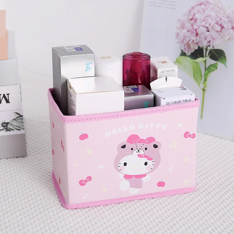 

Sanrio Hello Kitty Cinnamoroll Storage Box Kuromi Kawaii Foldable Girl Cosmetic Organizer Cartoon Desktop Glove Box Home Supplie