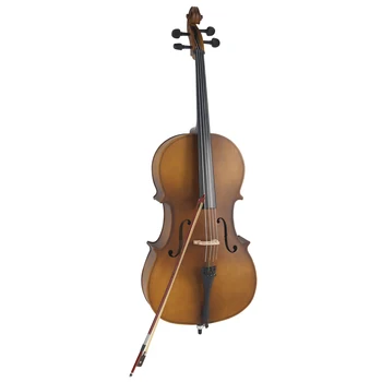 4/4 Acoustic Cello With Case Bow Rosin Wood Color