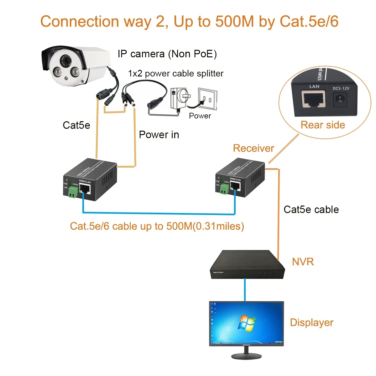 Фото Удлинитель Ethernet скрученной пары, медиаконвертер 300 м, Ethernet через RJ45 Cat5/6, сетевой кабель 500 м для HD сетевой IP-камеры №3