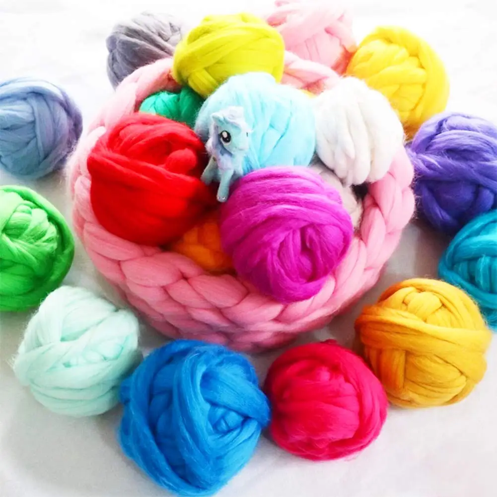 Wool Felting Kit Needle Felting Wool 100g Wool Roving Yarn Fiber Roving Wool Top Felting Supplies Pure Chunky Yarn Spinning For DIY Hand Spinning