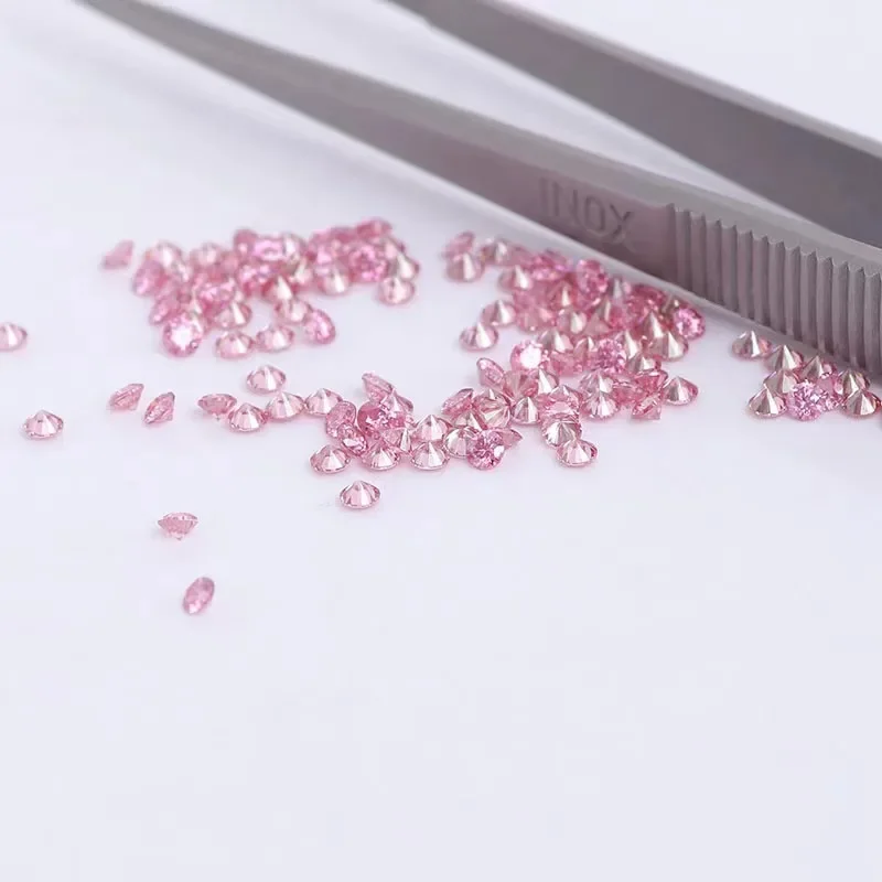 AIOSC 1.0ct Pink Loose Moissanites Stones Small Size 0.8mm-3.0mm VVS1 Gemstone Lab Grown Moissanite Diamonds Pass Diamond Tester